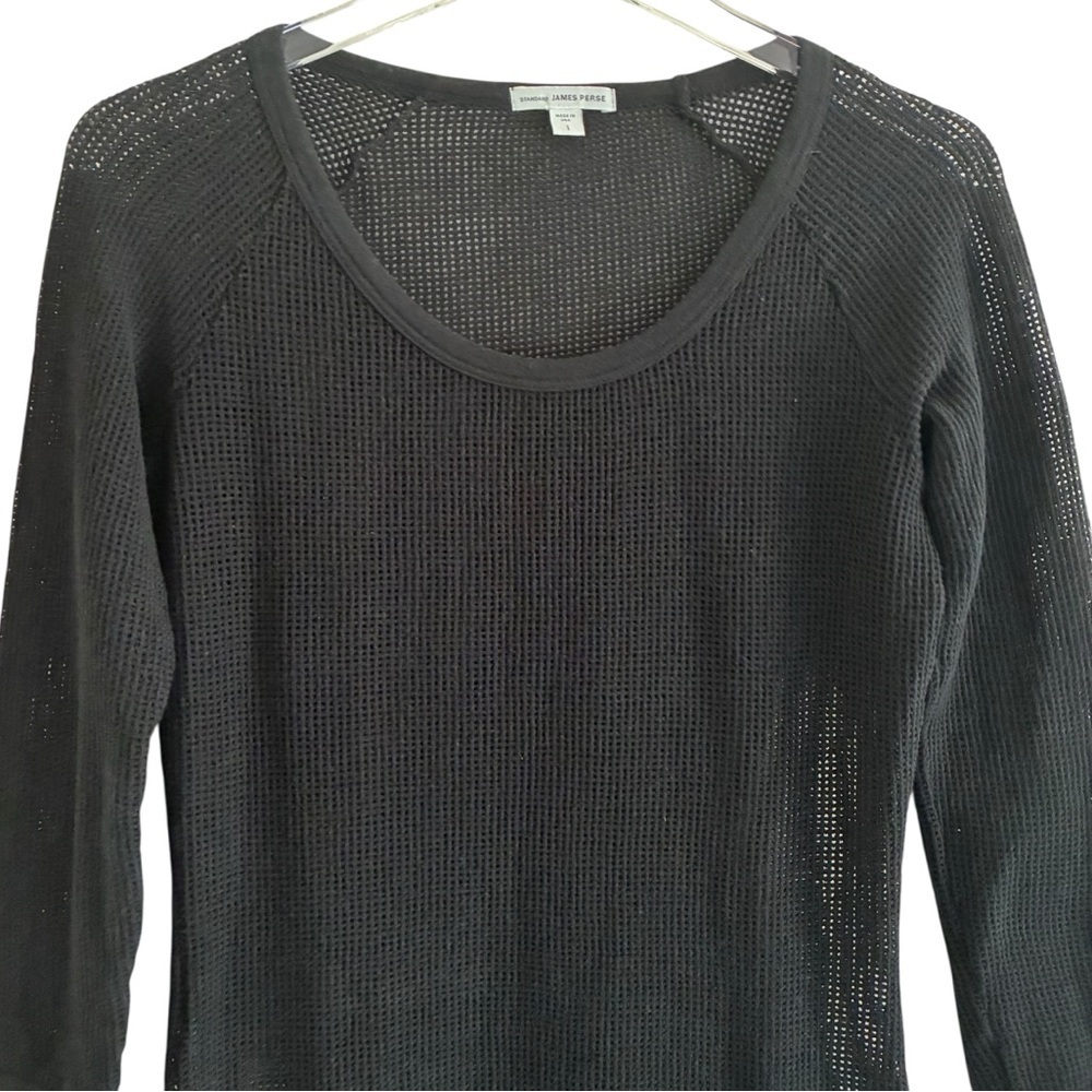 James Perse Cotton Sheer Black Knit Dress Small - Picture 4 of 11
